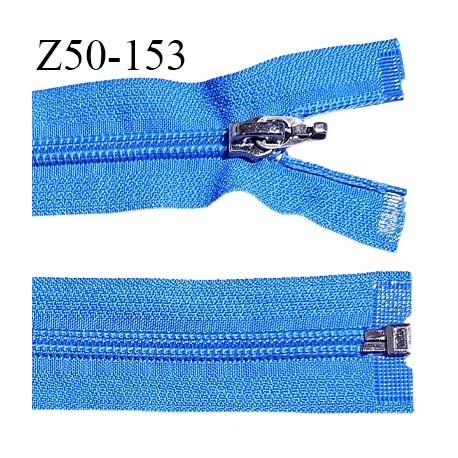 Fermeture 50 cm couleur bleu séparable curseur métal longueur 50 cm largeur 3.2 cm largeur du zip 7 mm prix à l'unité