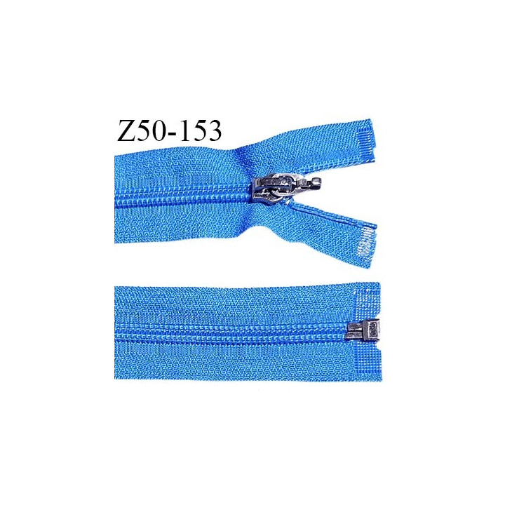 Fermeture 50 cm couleur bleu séparable curseur métal longueur 50 cm largeur 3.2 cm largeur du zip 7 mm prix à l'unité