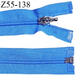 Fermeture 55 cm couleur bleu séparable curseur métal longueur 55 cm largeur 3.2 cm largeur du zip 7 mm prix à l'unité