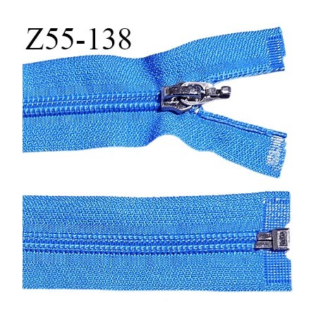 Fermeture 55 cm couleur bleu séparable curseur métal longueur 55 cm largeur 3.2 cm largeur du zip 7 mm prix à l'unité