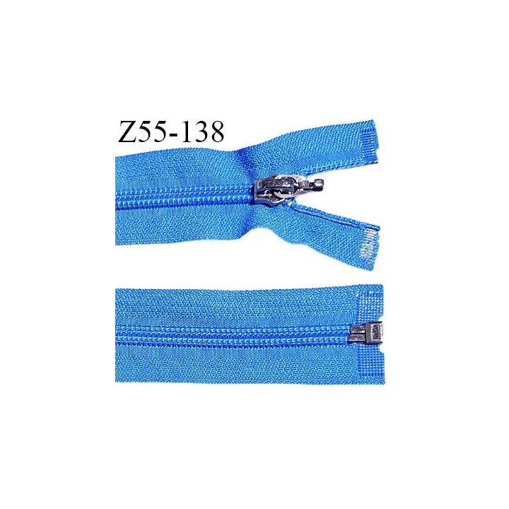 Fermeture 55 cm couleur bleu séparable curseur métal longueur 55 cm largeur 3.2 cm largeur du zip 7 mm prix à l'unité