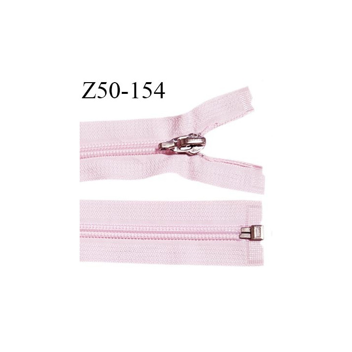 Fermeture 50 cm couleur rose pâle séparable curseur métal longueur 50 cm largeur 3.2 cm largeur du zip 7 mm prix à l'unité