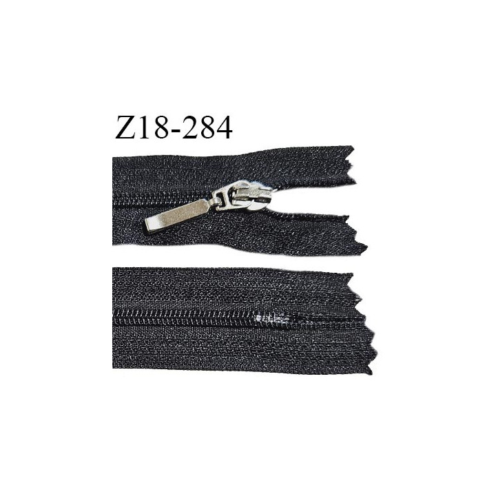 Fermeture zip 18 cm non séparable couleur noir longueur 18 cm largeur 2.5 cm glissière nylon largeur 4.5 mm prix à l'unité