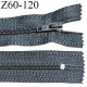 Fermeture zip 60 cm couleur gris foncé longueur 60 cm largeur 2.5 cm zip moulée largeur 4 mm prix à l'unité