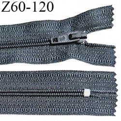Fermeture zip 60 cm couleur gris foncé longueur 60 cm largeur 2.5 cm zip nylon largeur 4 mm prix à l'unité