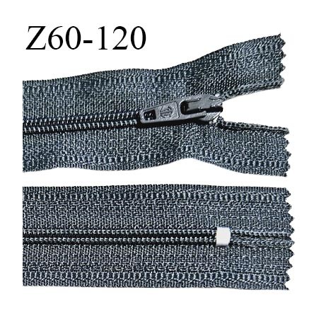 Fermeture zip 60 cm couleur gris foncé longueur 60 cm largeur 2.5 cm zip moulée largeur 4 mm prix à l'unité