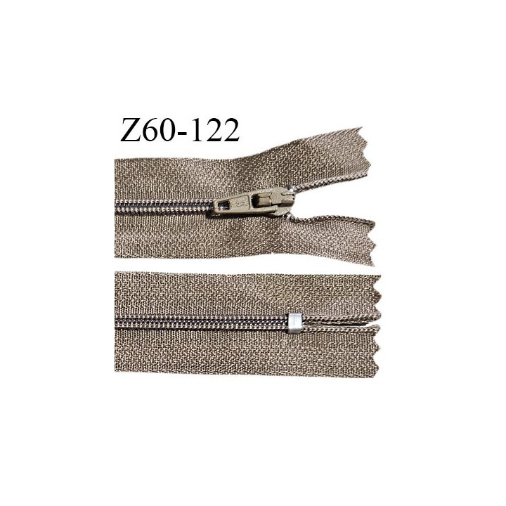 Fermeture zip 60 cm couleur marron clair longueur 60 cm largeur 2.5 cm zip nylon largeur 4 mm prix à l'unité
