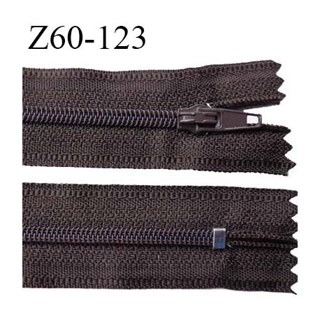 Fermeture zip 60 cm couleur marron foncé longueur 60 cm largeur 2.5 cm zip nylon largeur 4 mm prix à l'unité