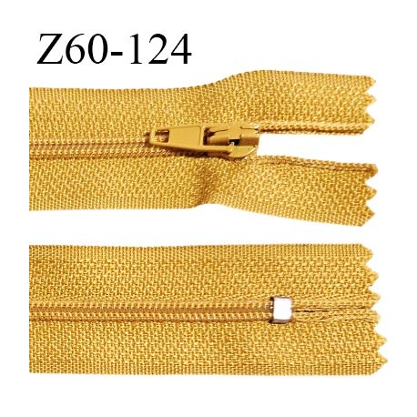 Fermeture zip 60 cm couleur jaune ocre longueur 60 cm largeur 2.5 cm zip nylon largeur 4 mm prix à l'unité