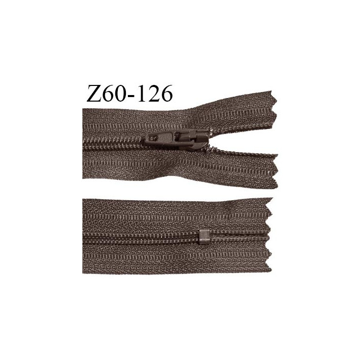 Fermeture zip 60 cm couleur marron chocolat longueur 60 cm largeur 2.5 cm zip nylon largeur 4 mm prix à l'unité