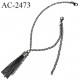 Accessoire décor chaînette couleur argent longueur totale de la chaîne 35 cm avec pompon style perles hauteur 6 cm