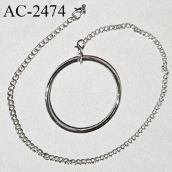 Accessoire décor chaînette couleur argent longueur totale de la chaîne 37 cm avec un anneau
