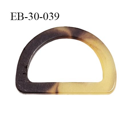 Boucle étrier demi rond pvc couleur beige et marron marbré largeur extérieur 31 mm intérieur 22 mm hauteur 21 mm
