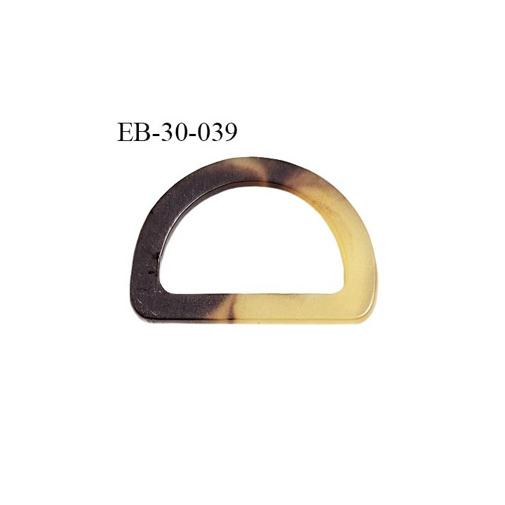 Boucle étrier demi rond pvc couleur beige et marron marbré largeur extérieur 31 mm intérieur 22 mm hauteur 21 mm