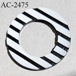 Anneau 27 mm haut de gamme rayures noires et blanches diamètre intérieur 27 mm diamètre extérieur 45 mm épaisseur 5 mm