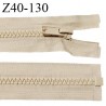 Fermeture zip 40 cm haut de gamme couleur beige largeur 3.2 cm glissière moulée séparable longueur 40 cm