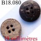 bouton 18 mm couleur marron clair et foncé façon bois avec incrustations 4 trous diamètre 18 mm
