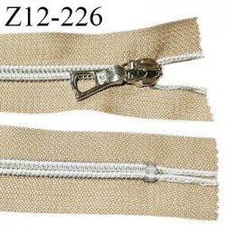 Fermeture zip 12 cm couleur beige sable longueur 12 cm largeur 3.2 cm non séparable glissière couleur or