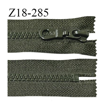 Fermeture zip moulée 18 cm non séparable couleur kaki largeur 3.2 cm zip nylon 18 cm largeur 6 mm prix au mètre