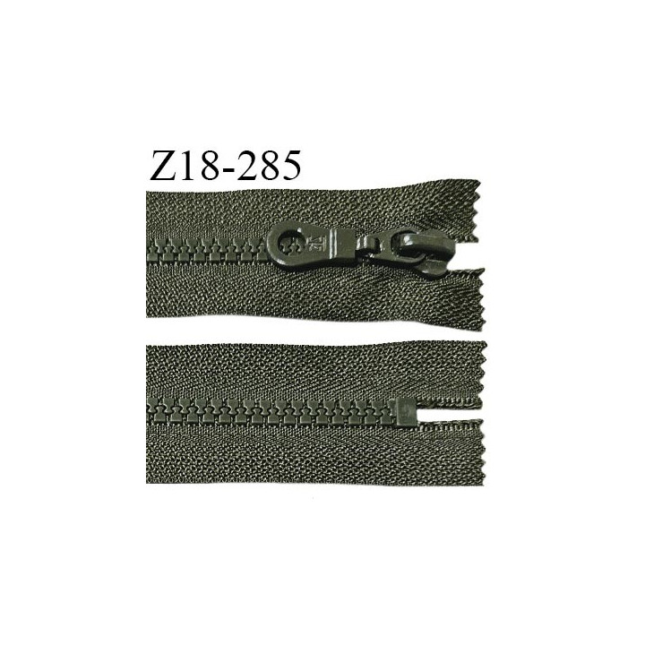 Fermeture zip moulée 18 cm non séparable couleur kaki largeur 3.2 cm zip nylon 18 cm largeur 6 mm prix au mètre