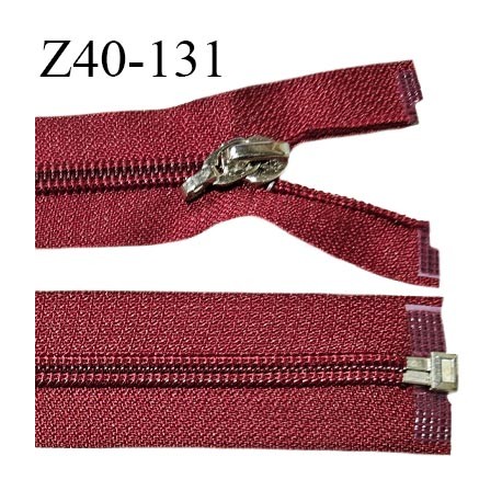 Fermeture zip 40 cm séparable couleur rouge foncé largeur 32 mm zip glissière nylon largeur 6.5 mm longueur 40 cm prix à l'unité