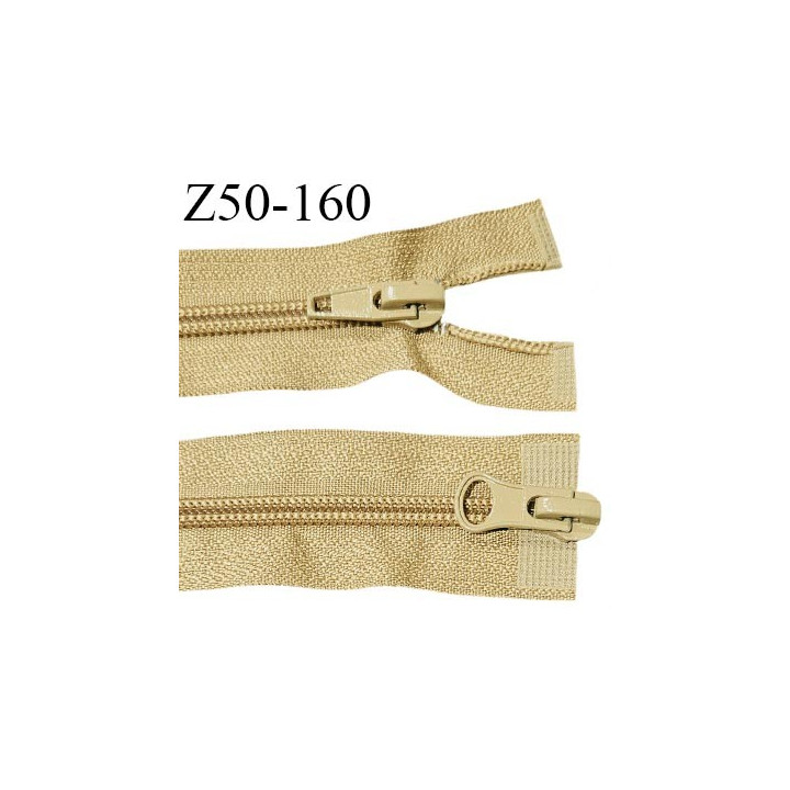 Fermeture 50 cm double curseur couleur moutarde longueur 50 cm largeur 3.2 cm largeur du zip 6 mm prix à l'unité