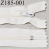 Fermeture zip 185 cm couleur écru non séparable avec glissière nylon largeur 4 mm longueur de la fermeture 185 cm