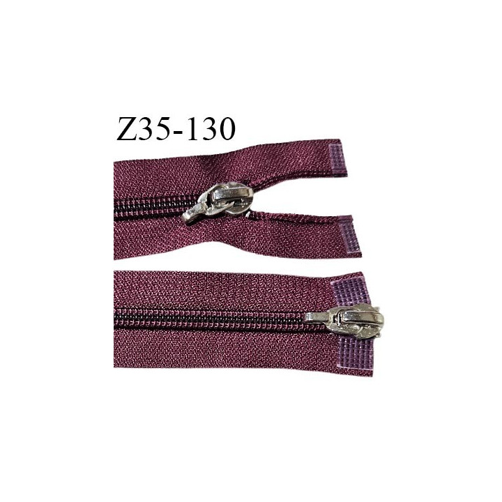 Fermeture zip 35 cm double curseur couleur bordeaux largeur 30 mm zip glissière nylon largeur 6.5 mm longueur 35 cm