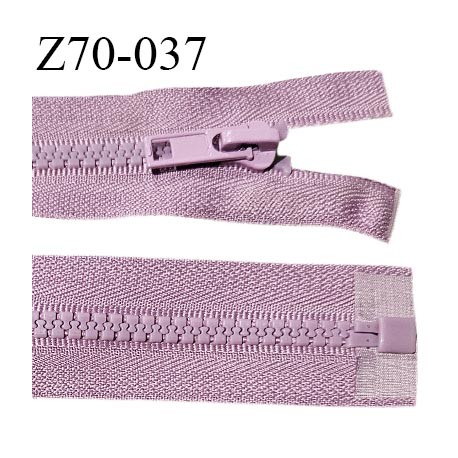 Fermeture zip moulée 70 cm séparable couleur parme ou lilas longueur 70cm largeur 3.2 cm glissière largeur 6 mm prix à l'unité