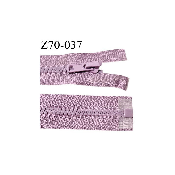Fermeture zip moulée 70 cm séparable couleur parme ou lilas longueur 70cm largeur 3.2 cm glissière largeur 6 mm prix à l'unité