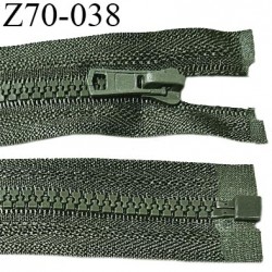 Fermeture zip moulée 70 cm séparable couleur vert kaki longueur 70 cm largeur 3 cm glissière largeur 5.5 mm prix à l'unité
