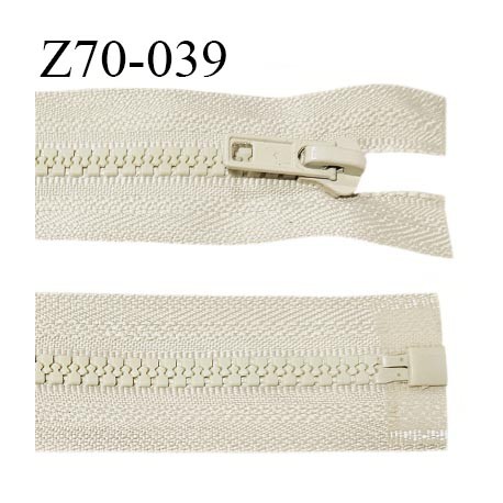 Fermeture zip moulée 70 cm séparable couleur beige longueur 70 cm largeur 3.2 cm glissière largeur 6 mm prix à l'unité