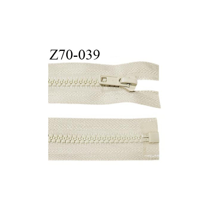 Fermeture zip moulée 70 cm séparable couleur beige longueur 70 cm largeur 3.2 cm glissière largeur 6 mm prix à l'unité