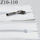 Fermeture zip 10 cm couleur blanc longueur 10 cm largeur 2.7 cm non séparable glissière nylon largeur 4 mm et curseur métal