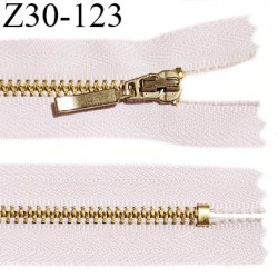 Fermeture zip 30 cm à glissière non séparable couleur rose pâle zip métal couleur doré longueur 30 cm