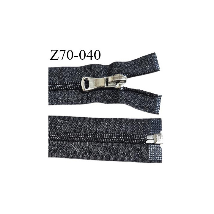 Fermeture 70 cm couleur noir non séparable curseur métal longueur 70 cm largeur 3 cm largeur du zip 6.5 mm prix à l'unité