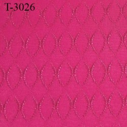 Tissu lycra élasthanne fuschia motifs haut de gamme 200 gr au m2 largeur 160 cm prix pour 10 cm de longueur et 160 cm de large