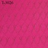 Tissu lycra élasthanne fushia motifs haut de gamme 200 gr au m2 largeur 60 cm prix pour 10 cm de longueur et 160 cm de large