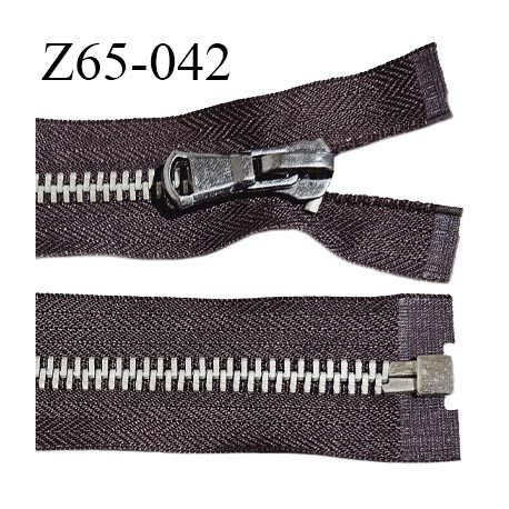 Fermeture zip 65 cm séparable couleur marron largeur 3.7 cm glissière séparable longueur 65 cm largeur 8 mm prix à la pièce