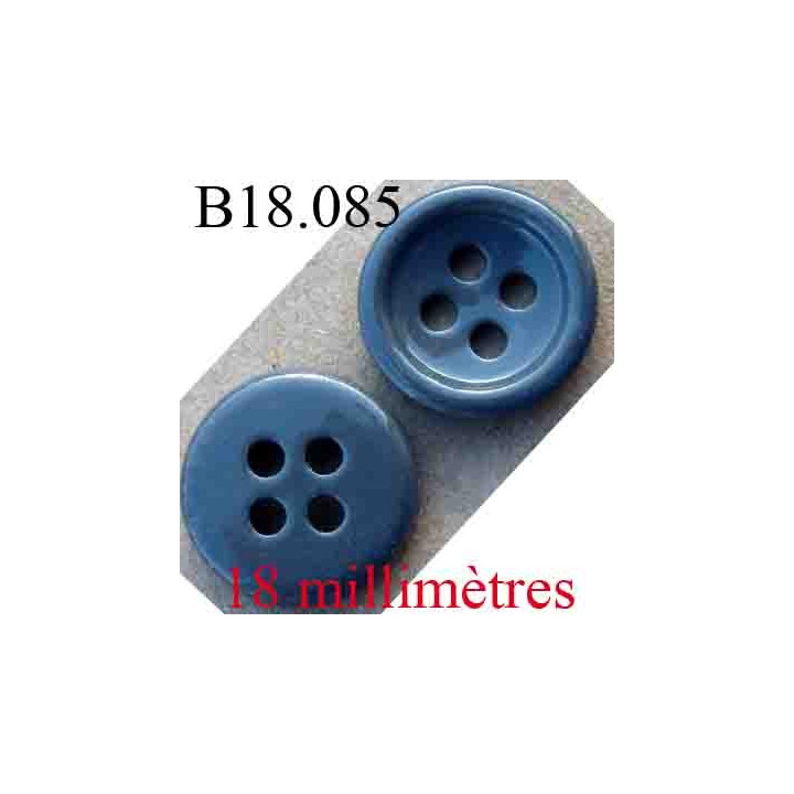 bouton 18 mm couleur gris  brillant 4 trous diamètre 18 mm