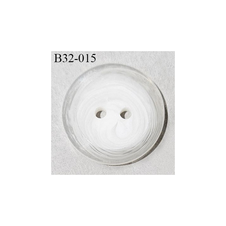Bouton 32 mm pvc 2 trous couleur blanc et transparent épaisseur 5 mm diamètre 32 mm prix à l'unité