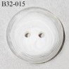 Bouton 32 mm pvc 2 trous couleur blanc et transparent épaisseur 5 mm diamètre 32 mm prix à l'unité