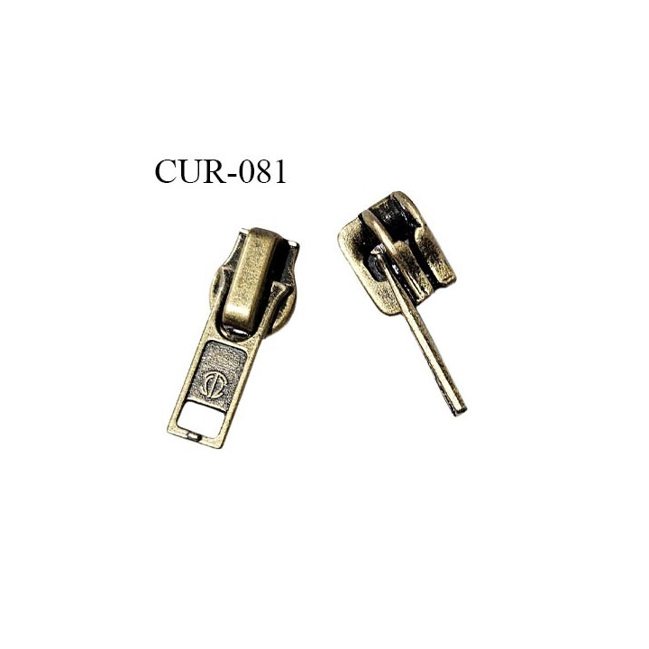 Curseur en métal 6 mm couleur laiton vieilli pour glissière de 4 mm prix à la pièce