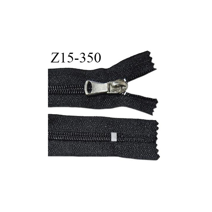 Fermeture 15 cm couleur noir non séparable curseur métal longueur 15 cm largeur 3 cm largeur du zip 6.5 mm prix à l'unité