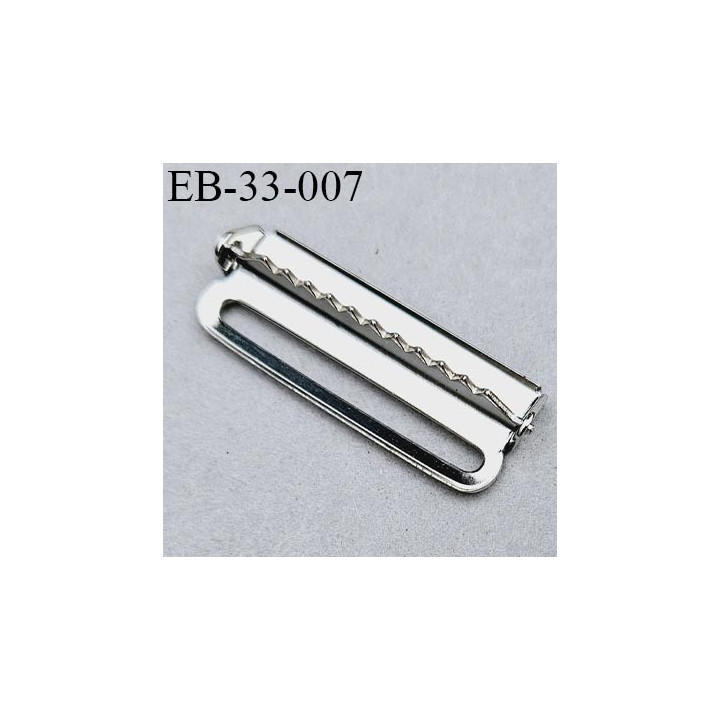 Boucle coulissant de serrage 33 mm couleur chrome brillant idéale le réglage d'élastiques et sangles de ceinture