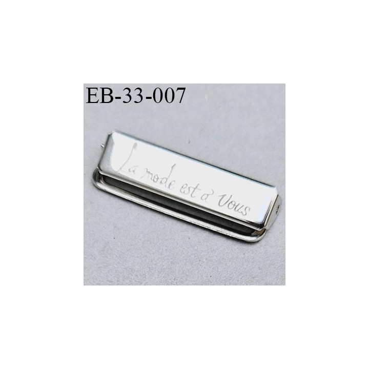 Boucle coulissant de serrage 33 mm couleur chrome brillant idéale le réglage d'élastiques et sangles de ceinture