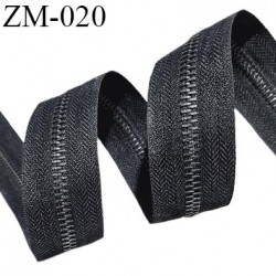 Fermeture zip métal au mètre couleur noir largeur 30 mm zip métal chrome foncé largeur 5 mm prix pour un mètre