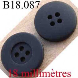 bouton 18 mm couleur noir anthracite 4 trous diamètre 18 mm