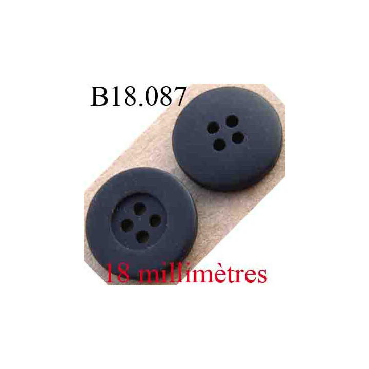 bouton 18 mm couleur  noir anthracite 4 trous diamètre 18 mm