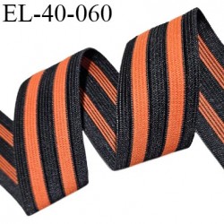 Elastique plat souple 38 mm couleur orange et noir allongement +160% largeur 38 mm prix au mètre